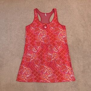 George Summer Sundress Beach Cover Up Size Large Pink Orange Sherbet Festival